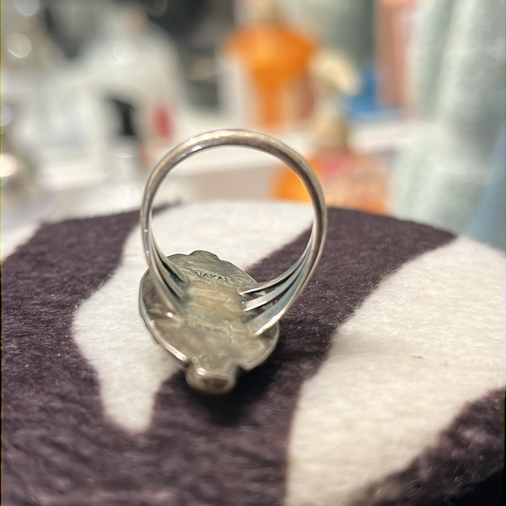 Nakai Navajo Sterling ring with Deep Blue Paua Shell size 6.5 - Picture 4 of 8